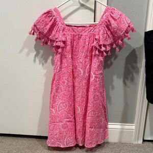 Roller Rabbit x Target Girls Pink Paisley Tassel Off-Shoulder Dress - M